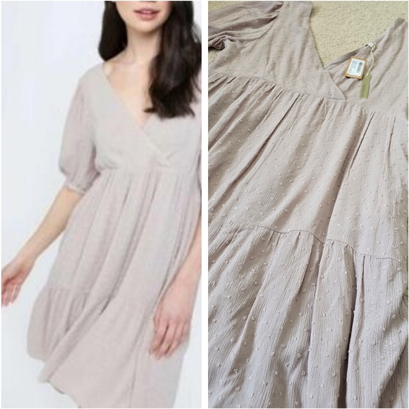 monk & lou Dresses & Skirts - NWT $115 Monk & Lou Swiss Dot Tiered Dress Size L Blush Pink Maeve